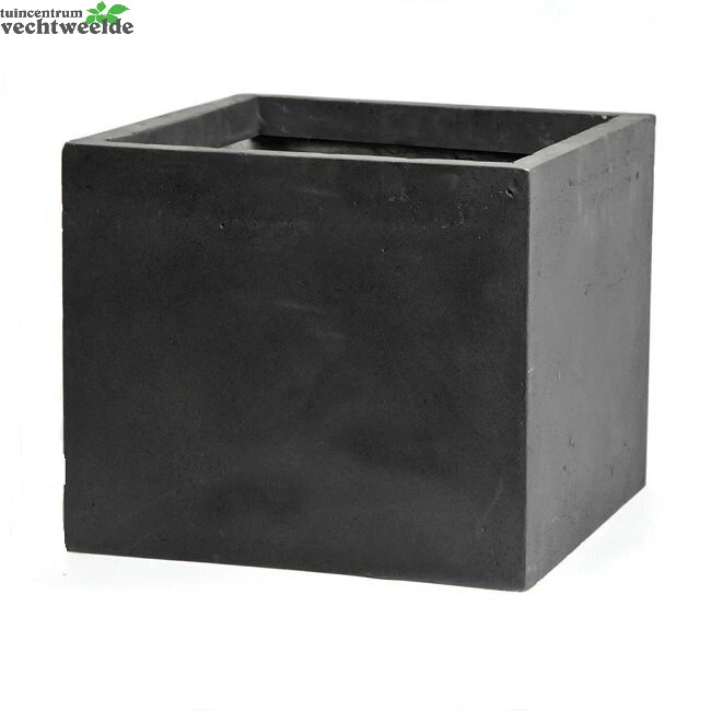 Pot Kubus Clay Fibre B34 - H30 Cm Zwart 1 Pot Kubus Clay Fibre B34 - H30 Cm Zwart