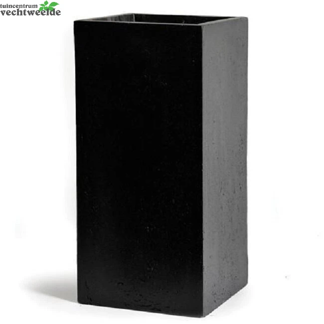 Pot Kubus Clay Fibre Hoog B40 - H80 Cm Zwart 1 Pot Kubus Clay Fibre Hoog B40 - H80 Cm Zwart