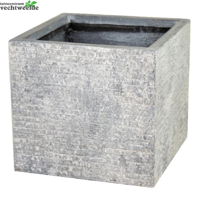 Pot Kubus Utah B35 - H32 Cm Grijs 1 Pot Kubus Utah B35 - H32 Cm Grijs